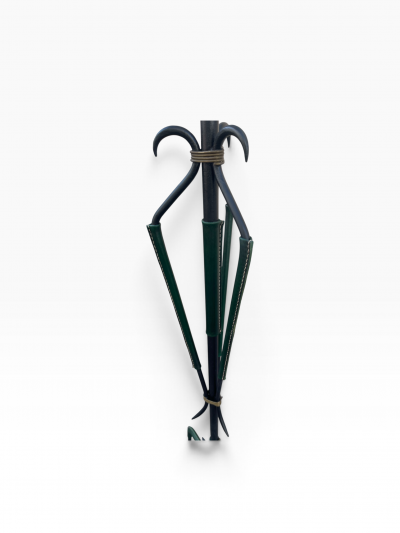 Jacques Adnet 1950s Stitched leather floor lamp by Jacques Adnet