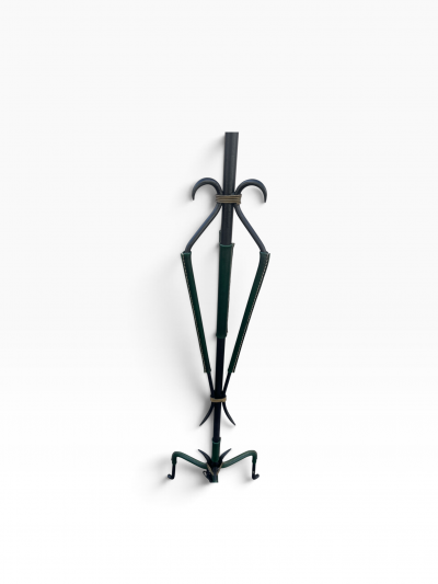 Jacques Adnet 1950s Stitched leather floor lamp by Jacques Adnet