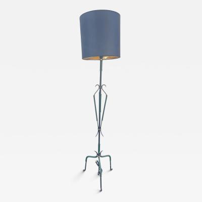 Jacques Adnet 1950s Stitched leather floor lamp by Jacques Adnet