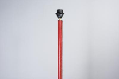 Jacques Adnet 1950s Stitched leather floor lamp designed By Jacques Adnet