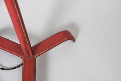 Jacques Adnet 1950s Stitched leather floor lamp designed By Jacques Adnet
