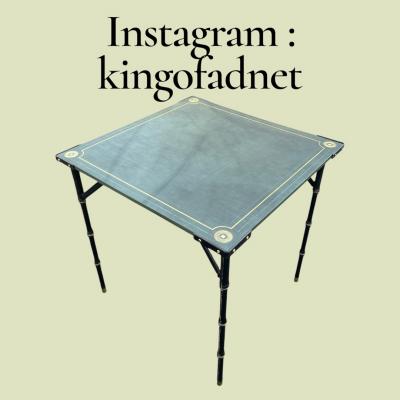 Jacques Adnet 1950s Stitched leather game table by JACQUES ADNET