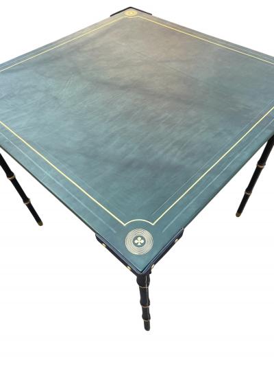 Jacques Adnet 1950s Stitched leather game table by JACQUES ADNET