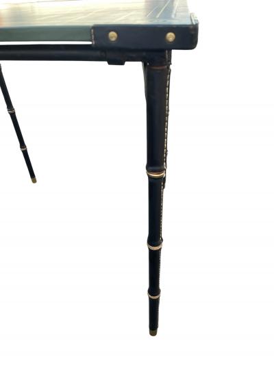 Jacques Adnet 1950s Stitched leather game table by JACQUES ADNET