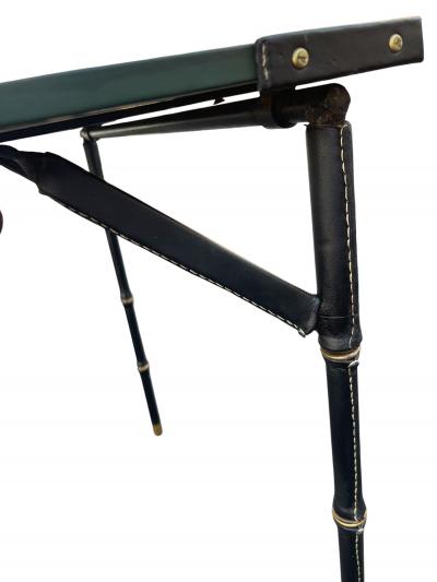 Jacques Adnet 1950s Stitched leather game table by JACQUES ADNET