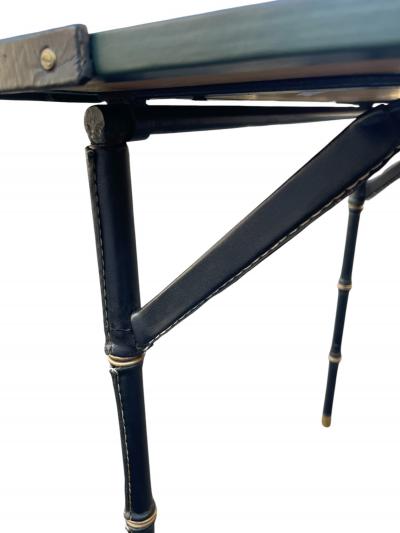 Jacques Adnet 1950s Stitched leather game table by JACQUES ADNET