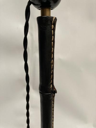 Jacques Adnet 1950s Stitched leather lamp By Jacques Adnet