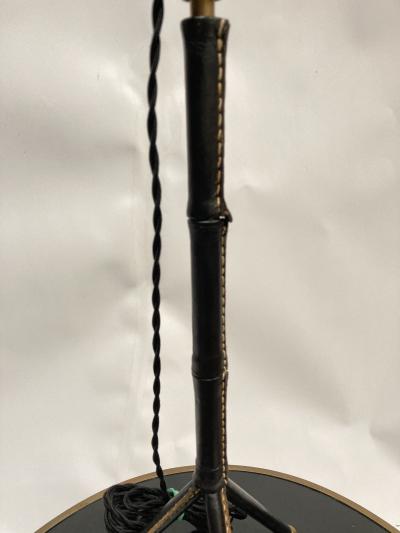Jacques Adnet 1950s Stitched leather lamp By Jacques Adnet