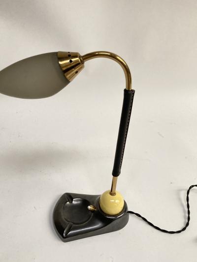 Jacques Adnet 1950s Stitched leather lamp by Jacques Adnet