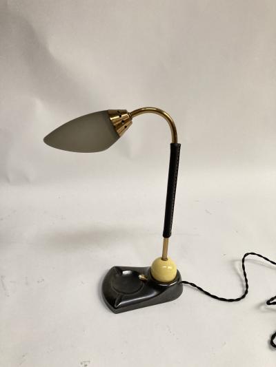Jacques Adnet 1950s Stitched leather lamp by Jacques Adnet