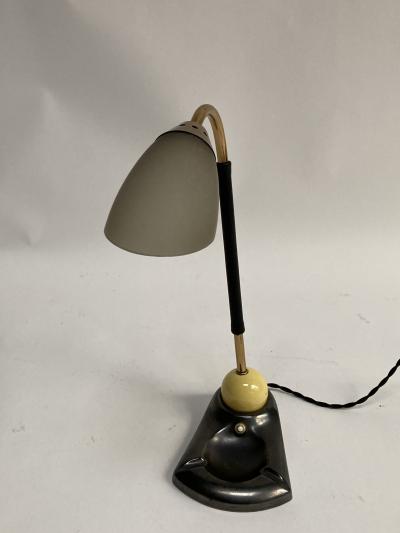 Jacques Adnet 1950s Stitched leather lamp by Jacques Adnet