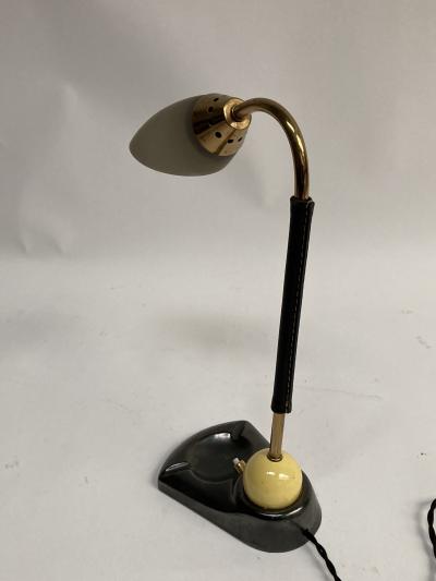 Jacques Adnet 1950s Stitched leather lamp by Jacques Adnet