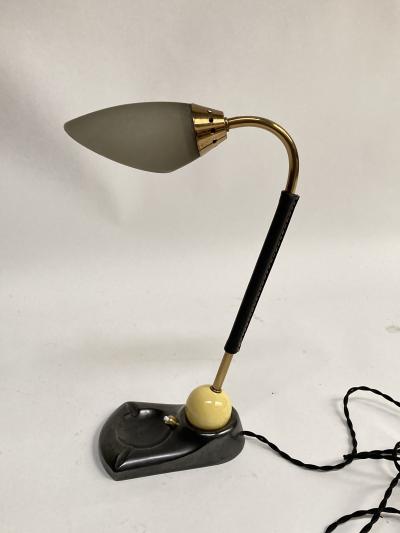Jacques Adnet 1950s Stitched leather lamp by Jacques Adnet