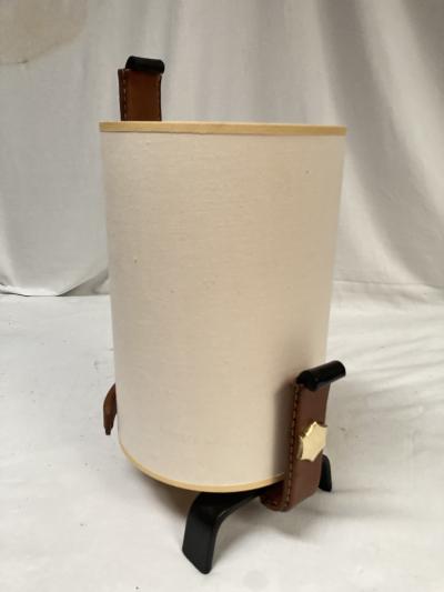 Jacques Adnet 1950s Stitched leather lamp by Jacques Adnet