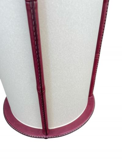 Jacques Adnet 1950s Stitched leather lantern by Jacques Adnet