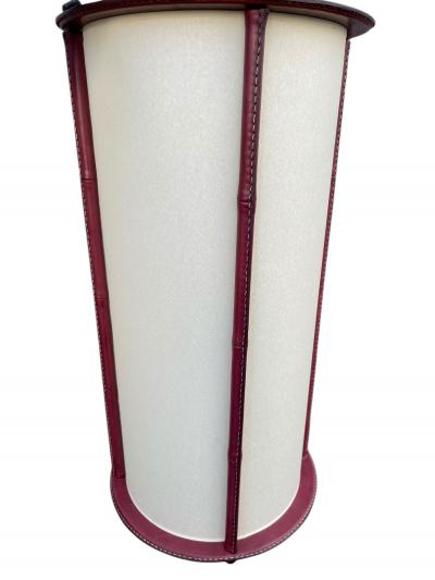 Jacques Adnet 1950s Stitched leather lantern by Jacques Adnet