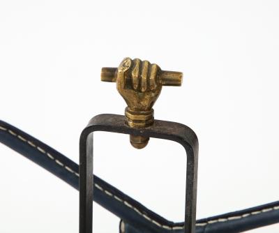 Jacques Adnet 1950s Stitched leather magazine rack by Jacques Adnet