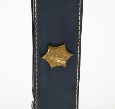 Jacques Adnet 1950s Stitched leather magazine rack by Jacques Adnet