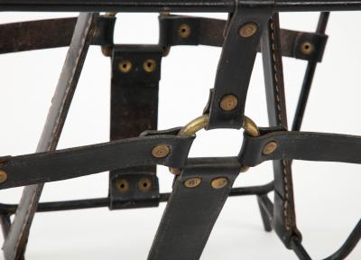 Jacques Adnet 1950s Stitched leather magazine rack by Jacques Adnet