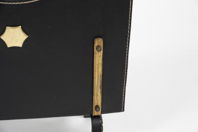 Jacques Adnet 1950s Stitched leather magazine rack by Jacques Adnet