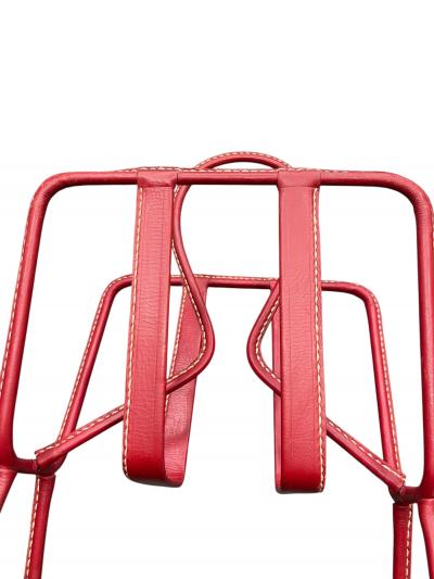 Jacques Adnet 1950s Stitched leather magazine rack by Jacques Adnet