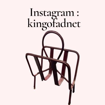 Jacques Adnet 1950s Stitched leather magazine rack by Jacques Adnet