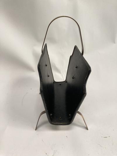 Jacques Adnet 1950s Stitched leather magazines rack by Jacques Adnet