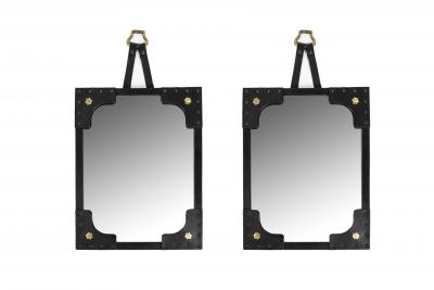 Jacques Adnet 1950s Stitched leather mirror by Jacques Adnet