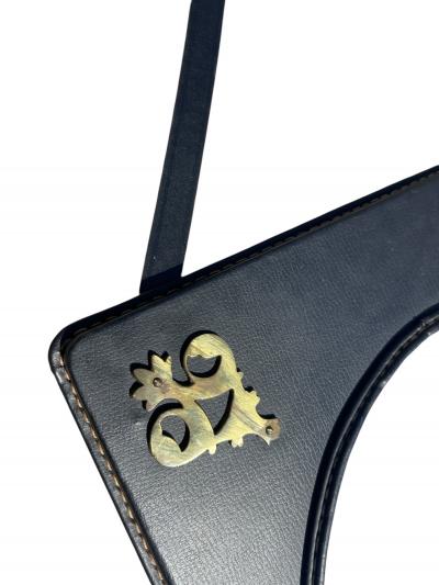 Jacques Adnet 1950s Stitched leather mirror by Jacques Adnet