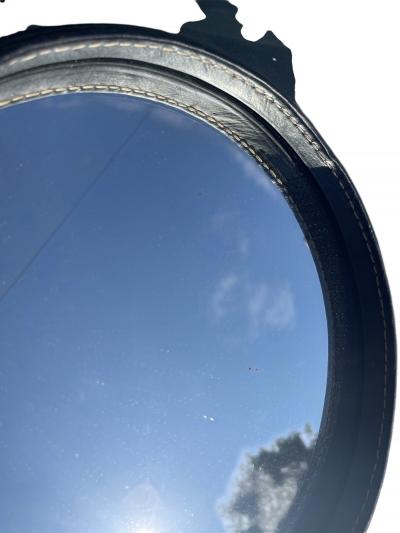Jacques Adnet 1950s Stitched leather mirror by Jacques Adnet
