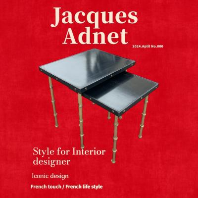 Jacques Adnet 1950s Stitched leather nesting tables by Jacques Adnet