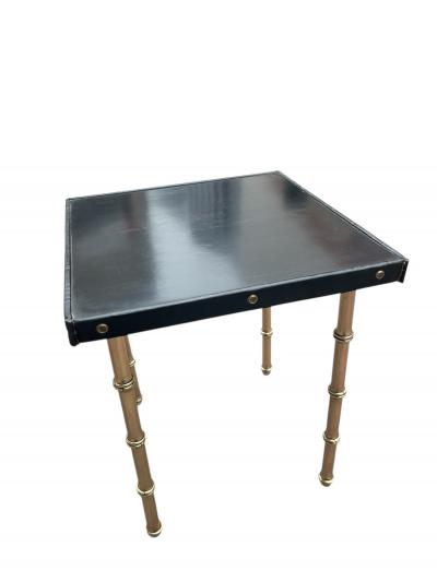 Jacques Adnet 1950s Stitched leather nesting tables by Jacques Adnet