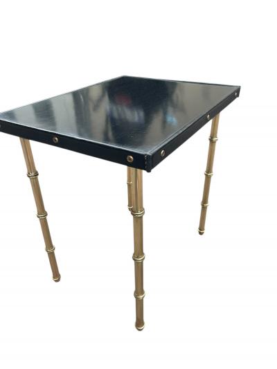 Jacques Adnet 1950s Stitched leather nesting tables by Jacques Adnet