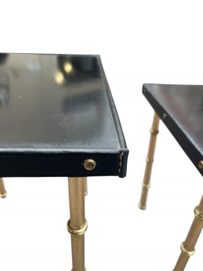 Jacques Adnet 1950s Stitched leather nesting tables by Jacques Adnet