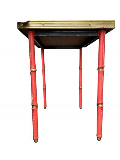 Jacques Adnet 1950s Stitched leather nesting tables by Jacques Adnet