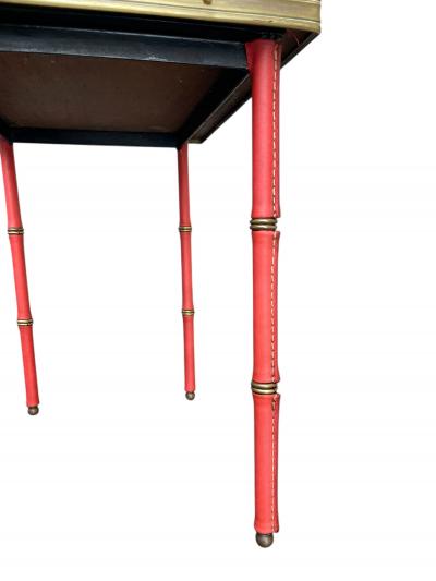 Jacques Adnet 1950s Stitched leather nesting tables by Jacques Adnet