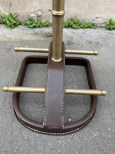 Jacques Adnet 1950s Stitched leather night stand by Jacques Adnet