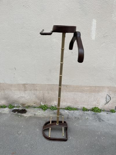 Jacques Adnet 1950s Stitched leather night stand by Jacques Adnet