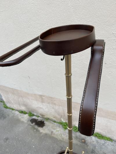 Jacques Adnet 1950s Stitched leather night stand by Jacques Adnet