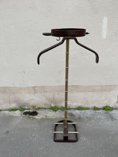 Jacques Adnet 1950s Stitched leather night stand by Jacques Adnet