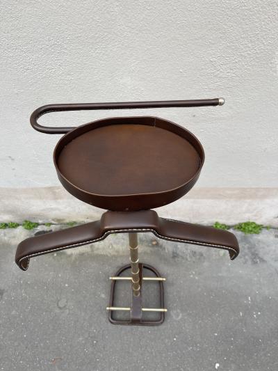 Jacques Adnet 1950s Stitched leather night stand by Jacques Adnet