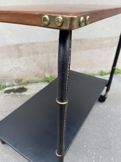 Jacques Adnet 1950s Stitched leather occasional table by Jacques Adnet
