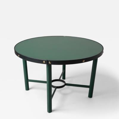 Jacques Adnet 1950s Stitched leather occasional table by Jacques Adnet