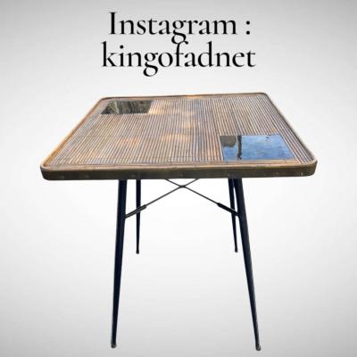 Jacques Adnet 1950s Stitched leather occasional table by Jacques Adnet