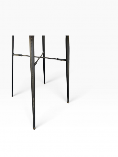 Jacques Adnet 1950s Stitched leather occasional table by Jacques Adnet