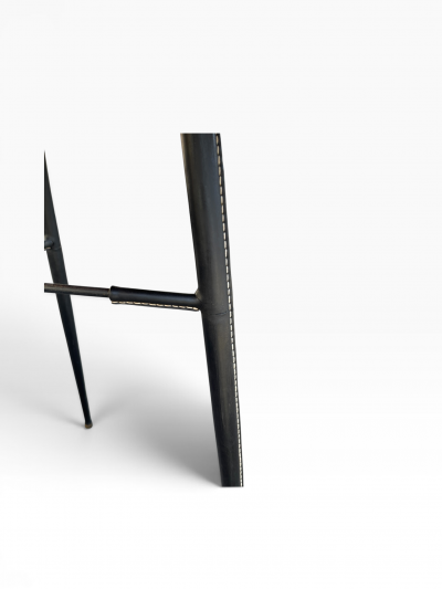 Jacques Adnet 1950s Stitched leather occasional table by Jacques Adnet