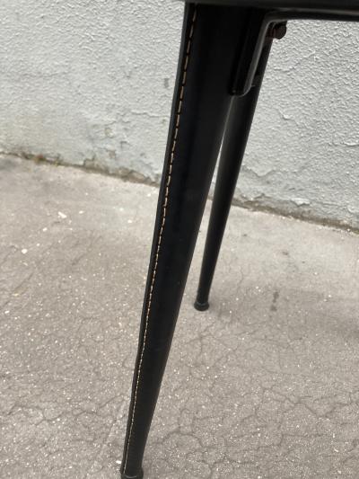 Jacques Adnet 1950s Stitched leather pair of stools By Jacques Adnet