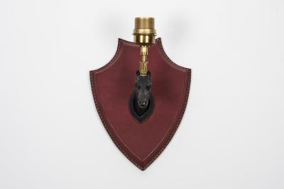 Jacques Adnet 1950s Stitched leather sconces by Jacques Adnet