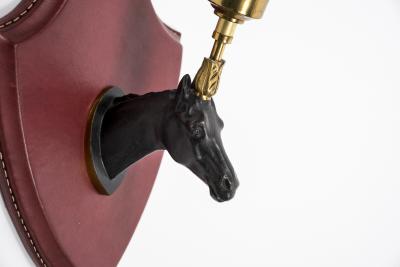 Jacques Adnet 1950s Stitched leather sconces by Jacques Adnet