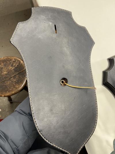 Jacques Adnet 1950s Stitched leather sconces by Jacques Adnet